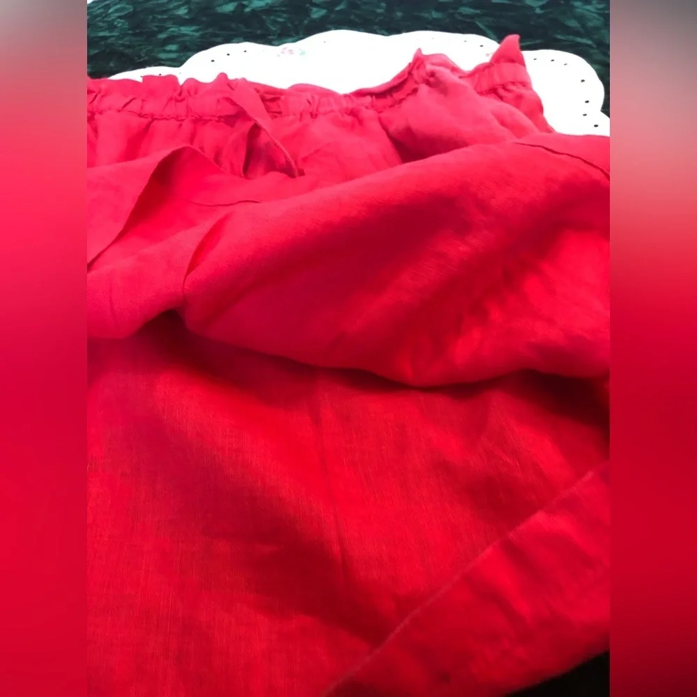 100% Linen Mini Skirt Pink Deep Coral XL St. Tropez West